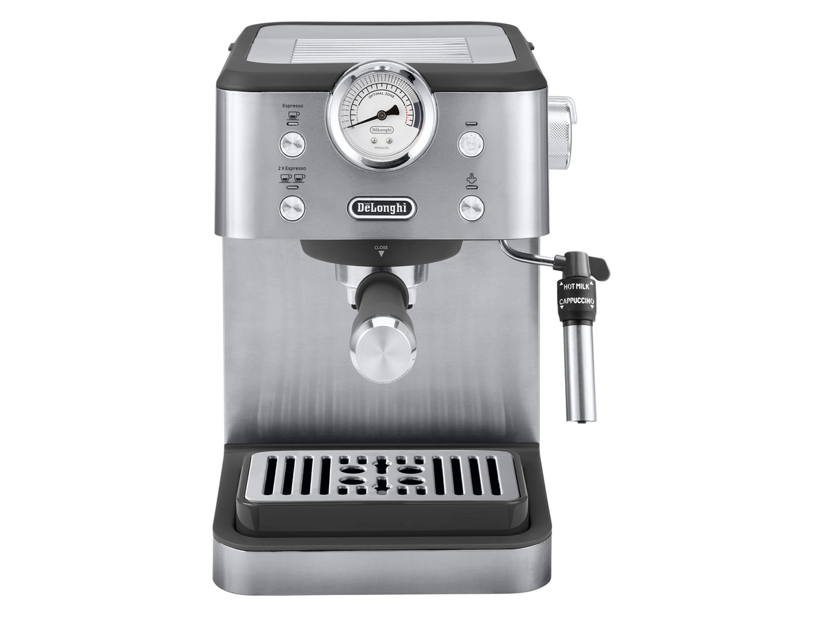 DeLonghi Siebträgermaschine EM450.M in Silber mit Thermoblock, Dampflanze und Edelstahl-Design - Bild 2