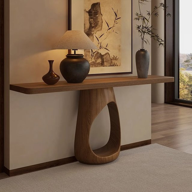 HOUYU Konsolentisch in modernem Design mit Marmoroptik in Braun - Bild 1