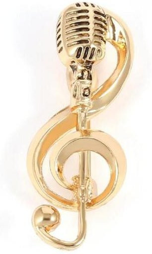 Brosche Mikrofon, Gold Silber, Unisex - Bild 1