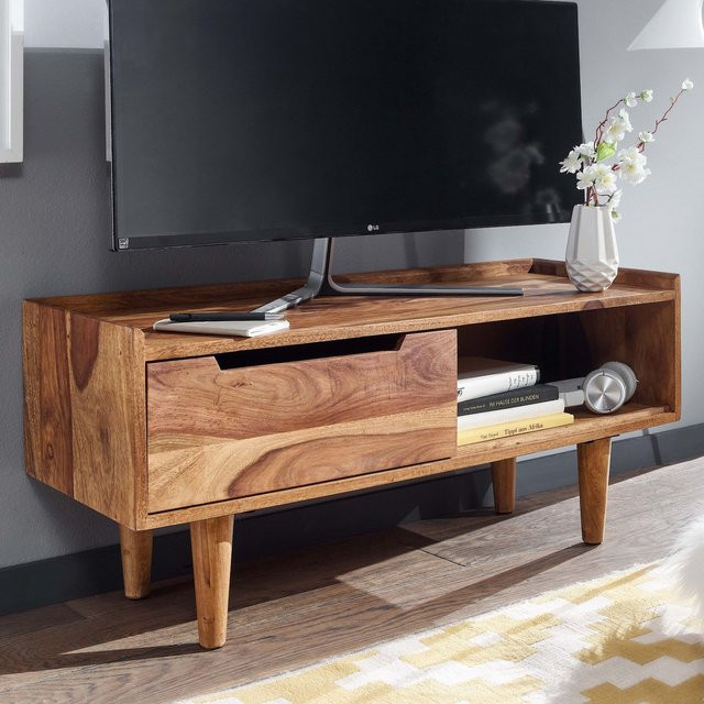 FineBuy Lowboard TV Schrank aus Holz in Braun mit Holzmaserung, B/T/H: 95 x 44 x 34 cm - Bild 1