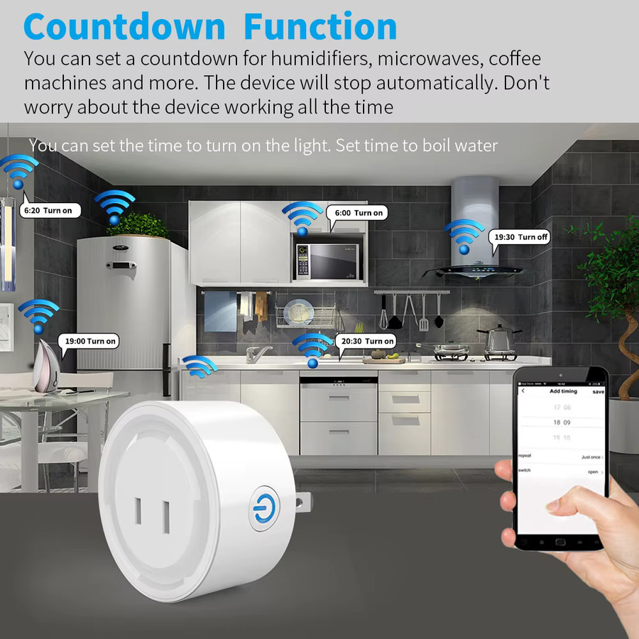 Tuya Smart WLAN Steckdose mit US-Flachstecker in Weiß, kompatibel mit Smart Life App, Alexa und Google Home zur Sprachsteuerung - Bild 2