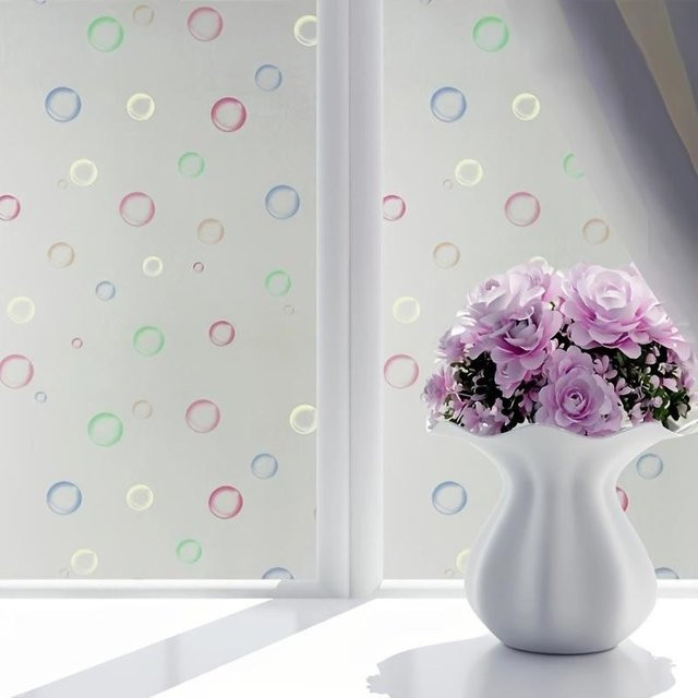 Selbstklebende Fensterfolie SZ-Damai mit buntem Blasenmuster für Badezimmer, Büro und Küche, Farbe: Mehrfarbig, Länge: 5 m - Bild 1