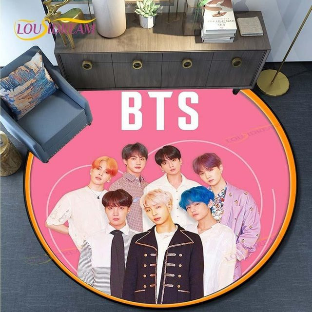 Runder Flanell Teppich Bangtan Boys Kpop mit Tier-Design von new Yunheng, Farbe: Pink, Durchmesser: 150 cm - Bild 1