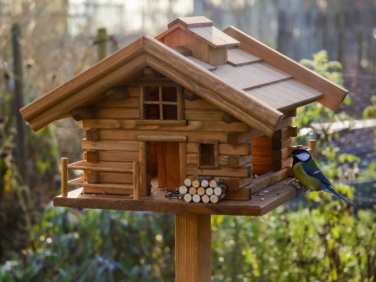 DOBAR Vogelfutterhaus Tirol aus Holz mit Standfuß, Höhe: 117 cm - Bild 2