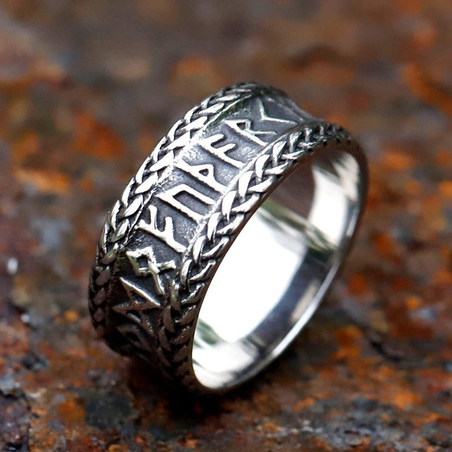 Vikingar Lin Ring, 316L Edelstahl, Herren, Nordischer Wikinger Odin Keltischer Knoten Runen-Amulett - Bild 1