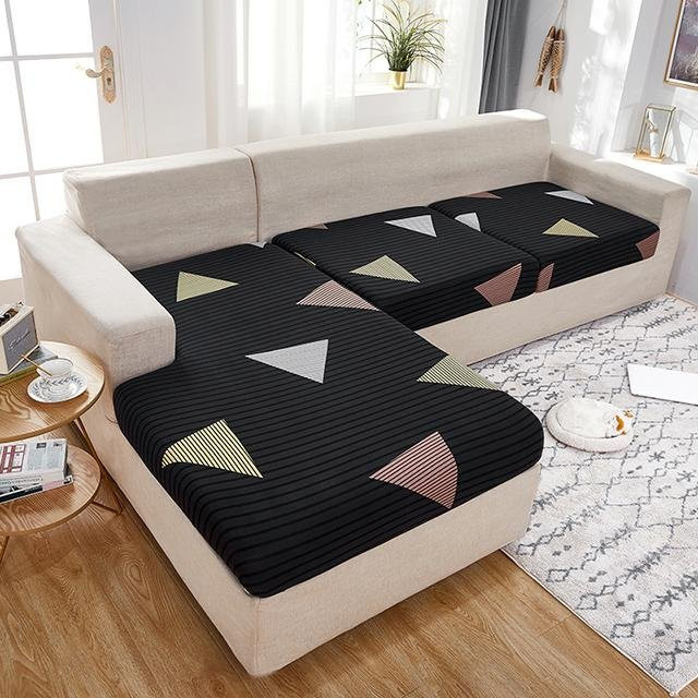BRHUIXUE Elastischer Ecksofa-Bezug für L-förmige Sofas, bedruckter Stretch-Couchbezug in Schwarz, Größe S - Bild 1