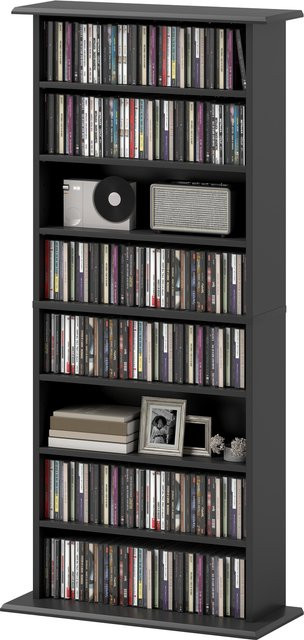 HOMCOM Modernes CD-Regal in Schwarz mit 8 Fächern für 360 CDs, B/T/H: 58 x 24 x 124,5 cm - Bild 1