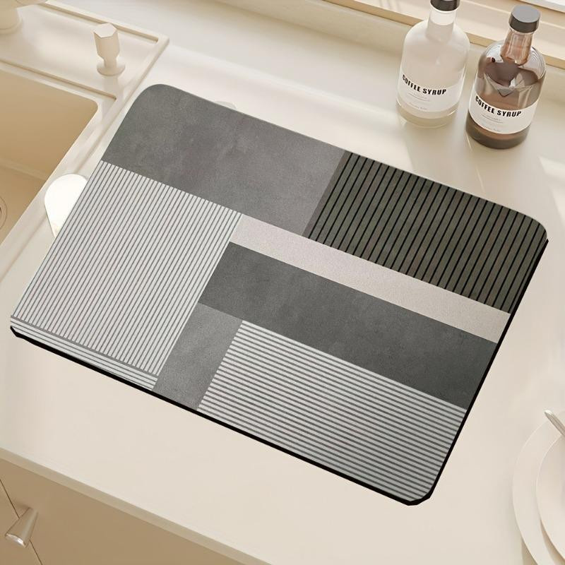 Lodestar Abtropfmatte Küche Marmor Geometrie aus Diatomeenerde, super saugfähig und schnell trocknend, B/T: 20 x 30 cm - Bild 2