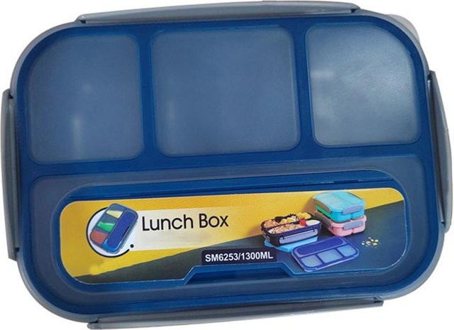 Binchi Outdoor Equipment Lunchbox mit 4 Fächern, 1300 ml, blau, auslaufsicher und mikrowellengeeignet - Bild 1