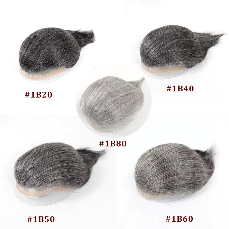 Bfirehair Herren-Toupet, graues menschliches Haarteil - Bild 4