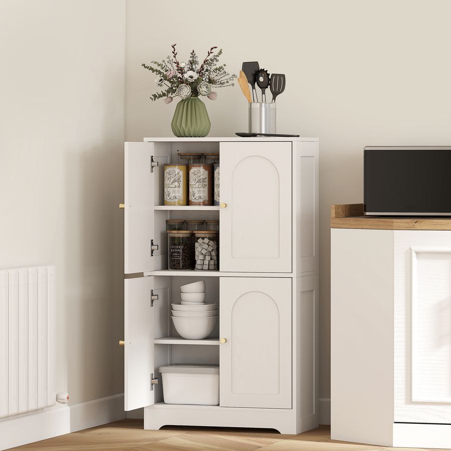 HOMCOM Küchenschrank modernes Buffet in Weiß mit 4 Türen und 2 verstellbaren Einlegeböden, B/T/H: 60 x 30 x 110 cm - Bild 2