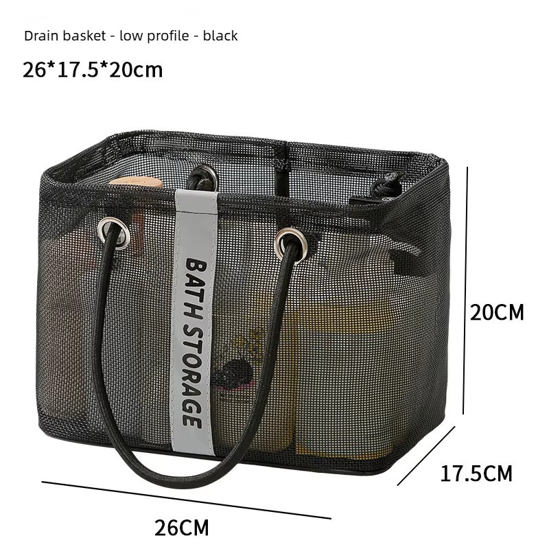 Bonytain Tragbare Reise-Toilettentasche aus Mesh in Schwarz als faltbarer Duschbeutel und Organizer für Strand, Fitness und Camping - Bild 5