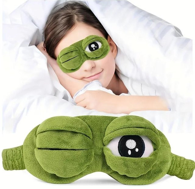 3D Frosch Schlafmaske Augenbinde, grün, Unisex - Bild 1