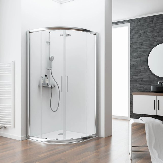Schulte ExpressPlus Runddusche Kristall/Trend II 4-teilig in Chromoptik, Farbe Silber/Transparent, B/T: 80 x 80 cm - Bild 1