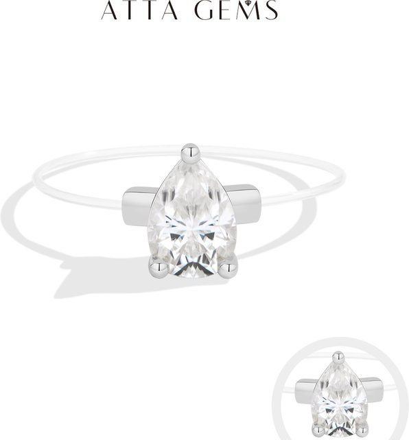 ATTAGEMS Moissanit-Ring, 925 Silber, Damen - Bild 1
