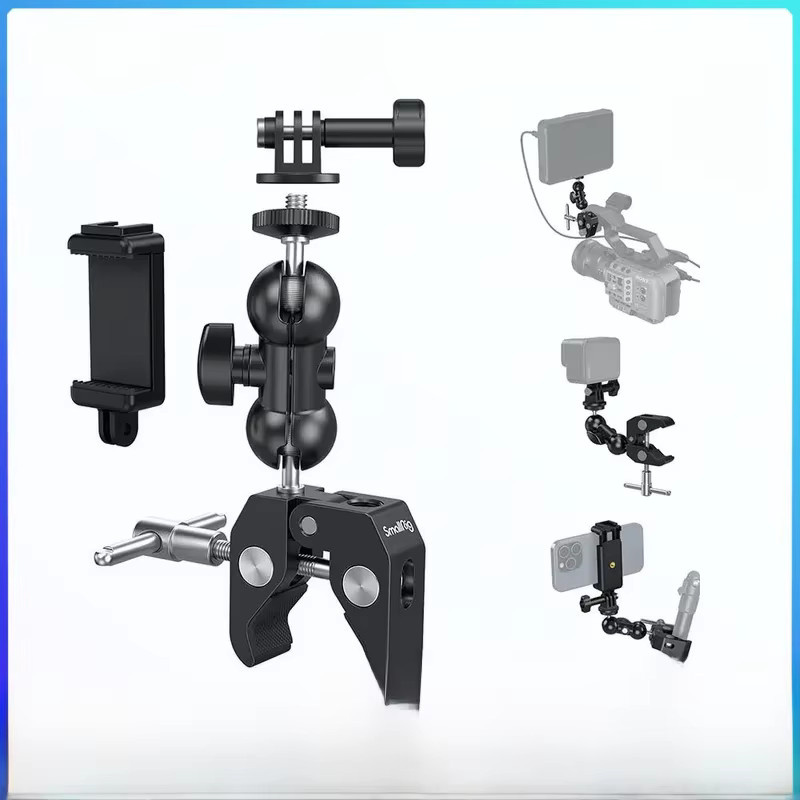 SmallRig Kamera Halterung Clamp Kit mit Super Clamp, Kugelkopf und Magic Arm in Schwarz für GoPro, Smartphone und Monitor - Bild 1