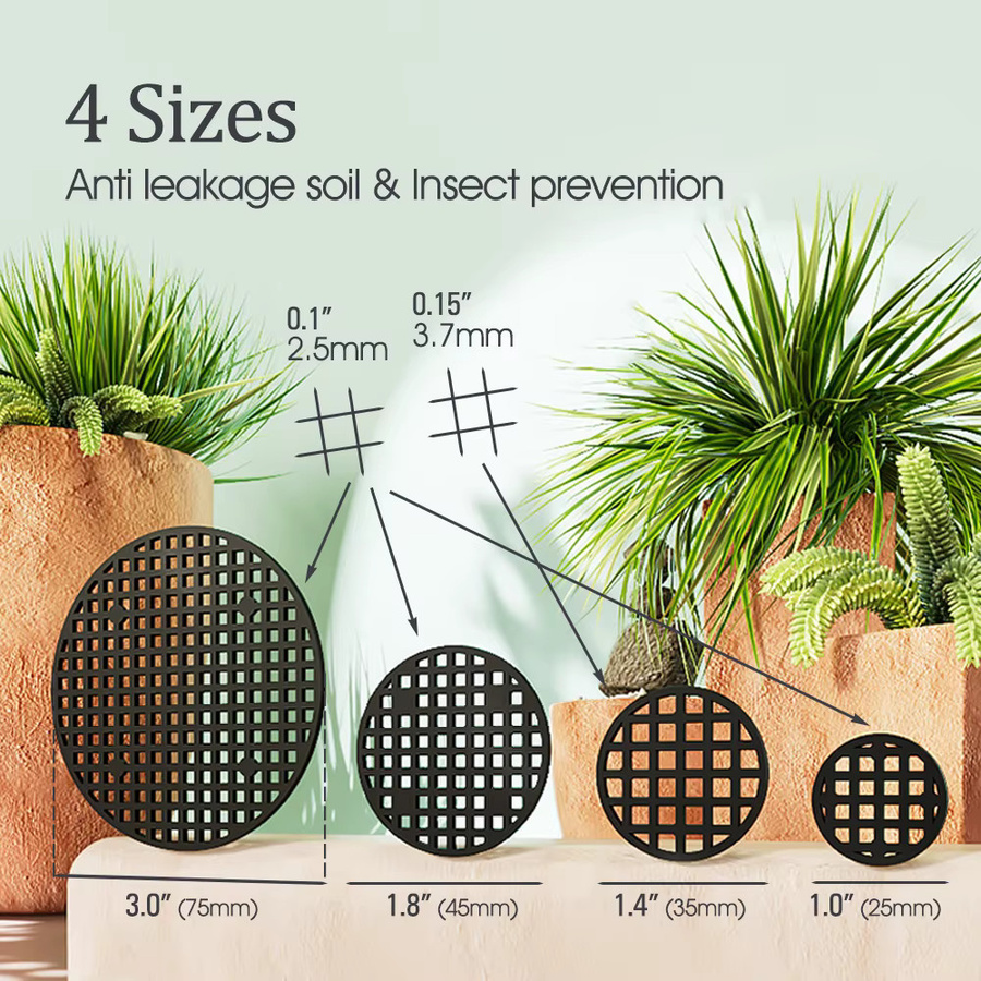 MUCIAKIE Runde Blumentopf Loch Mesh Pads aus Kunststoff in Schwarz zur Entwässerung und Belüftung von Bonsai und Pflanzgefäßen - Bild 4