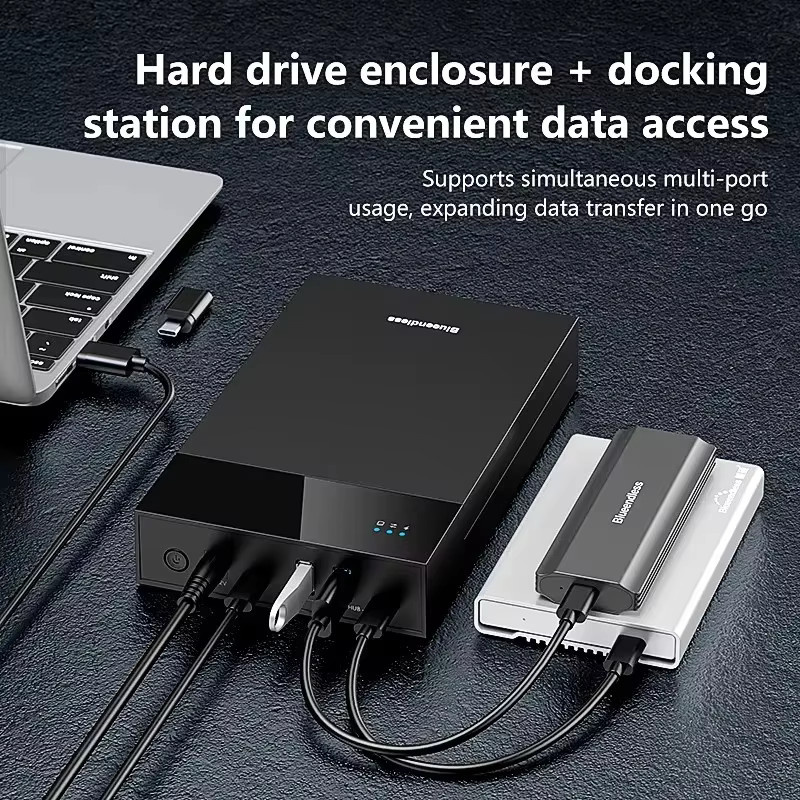Lenovo 5-fach HDD/SSD-Gehäuse mit USB 3.0-Hub und USB-C-auf-SATA-Adapter, schwarz, unterstützt bis zu 18 TB - Bild 5