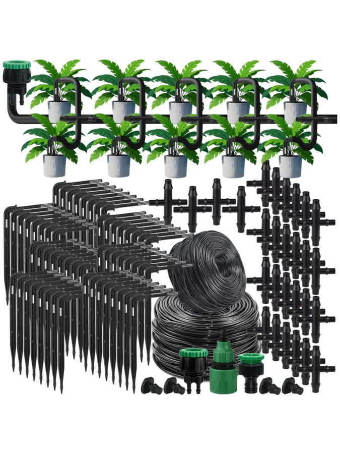 KESLA Automatisches Gartenbewässerungssystem mit 4-Wege-Tropfbewässerungsset und Inline-Drippern in Schwarz - Bild 4