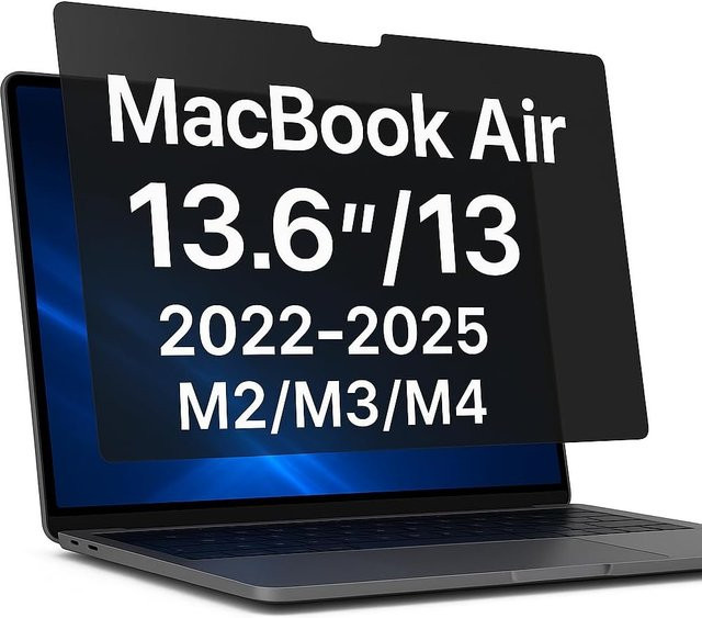 Magnetischer Sichtschutz für Apple MacBook Air 13,6 Zoll M2/M3/M4/M5, abnehmbarer Blaulichtfilter in Schwarz - Bild 1