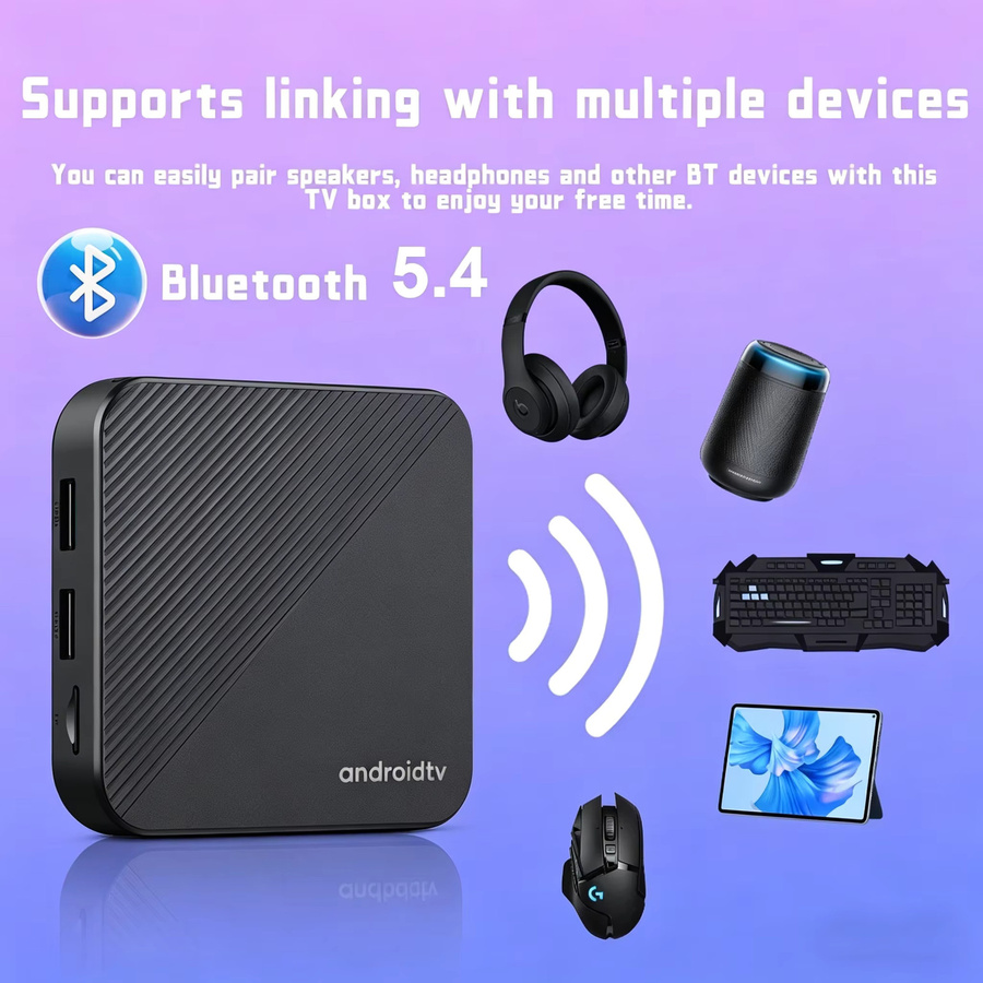 YOZHIXU Android 16 Smart TV Box Media Streamer mit 8GB RAM und 64GB/128GB Speicher, 8K HD Video, Dual WiFi6 und Bluetooth 5.4, Schwarz - Bild 4