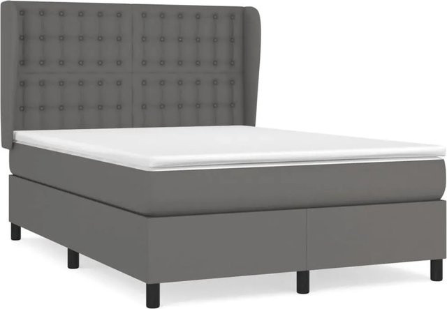 vidaXL Boxspringbett mit Matratze Hybrid-Design in Grau mit Taschenfederkern, B/T: 140 x 190 cm - Bild 1