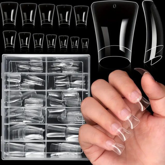 120 Stück Nagelspitzen Entenschnabel-Form, Naturfarben, Glänzend - Bild 1