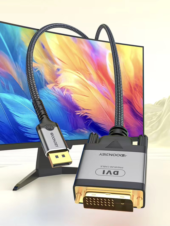 DOONJIEY DisplayPort-auf-DVI-Kabel in Schwarz für 4K bei 30 Hz, DP auf DVI-D Stecker auf Stecker Videokabel-Adapter für PC, Laptop, Monitor und Projektor - Bild 4