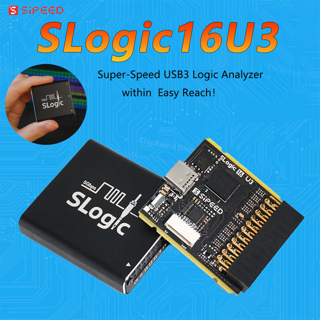 Sipeed SLogic16U3 USB3 Logic Analyzer mit 16 Kanälen, 800 MHz Samplerate und 5 Gbps Super-Speed, Schwarz - Bild 1