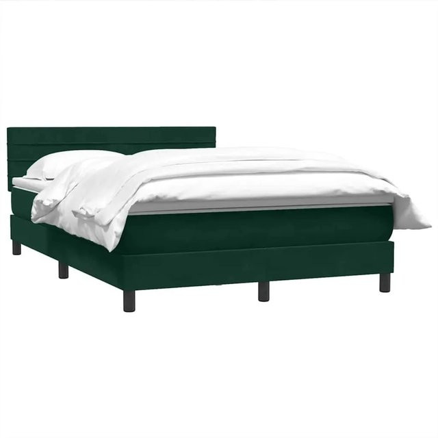 vidaXL Boxspringbett mit Matratze in Dunkelgrün aus Samt, Hybrid-Design mit Taschenfederkern, B/T: 160 x 220 cm - Bild 1
