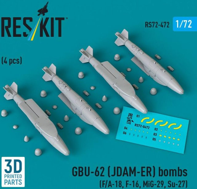 ResKit Models GBU-62 (JDAM-ER) Bombs, 4-teiliges Set, 3D Printed - Bild 1