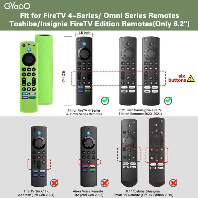 EYAOO Silikon-Fernbedienungsabdeckung für Fire TV Stick 4K Max 2. Generation und Fire TV Omni Series in Grün mit Schlüsselband und Leuchtfunktion im Dunkeln - Bild 1