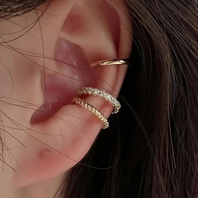 Clip-Ohrringe Edelstahl, Gold, Zirkonia, Damen - Bild 1