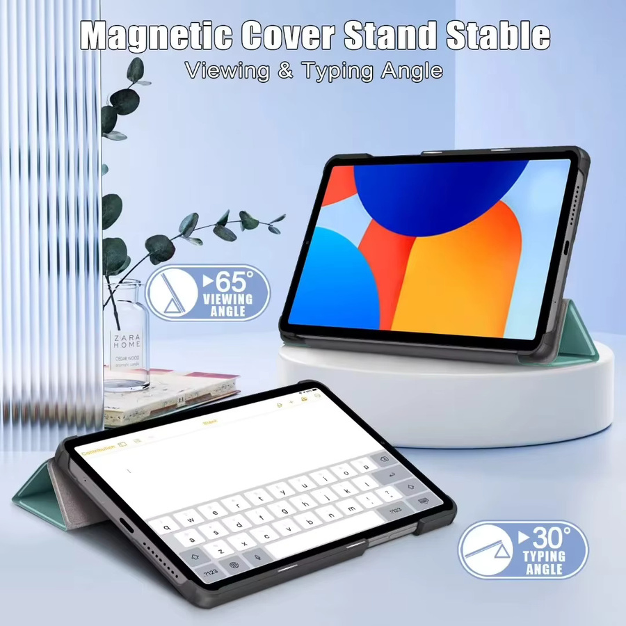 Magnetische Trifold Schutzhülle aus PU-Leder für Xiaomi Redmi Pad SE 2024 8,7 Zoll in Blau - Bild 3