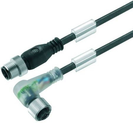 Weidmüller Sensor-Aktor-Steckverbinder M12 konfektioniert, gerade Stecker und gewinkelte Buchse, schwarz, 5,00 m Länge - Bild 1