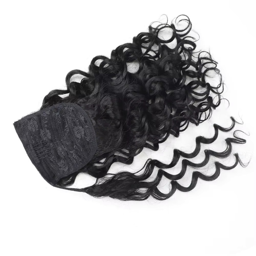 Rebecca Beauty Wasserwellen-Pferdeschwanz-Extensions, Echthaar, Schwarz, Unisex - Bild 5
