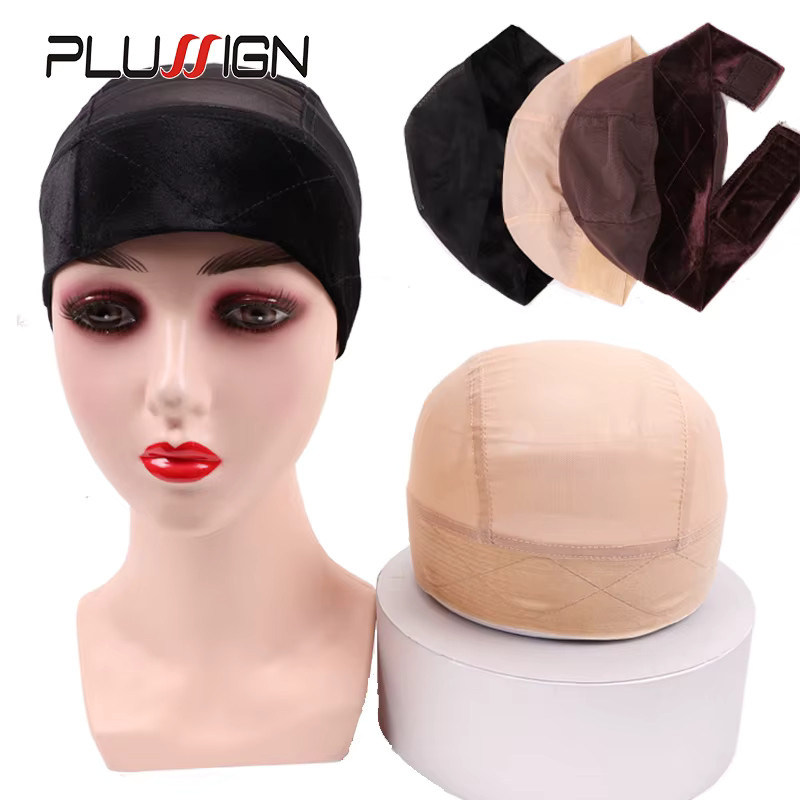 Plussign Perückengriffkappe 2-in-1 mit Samt-Perückengriffband, Schwarz, Nude, Braun, Unisex - Bild 2