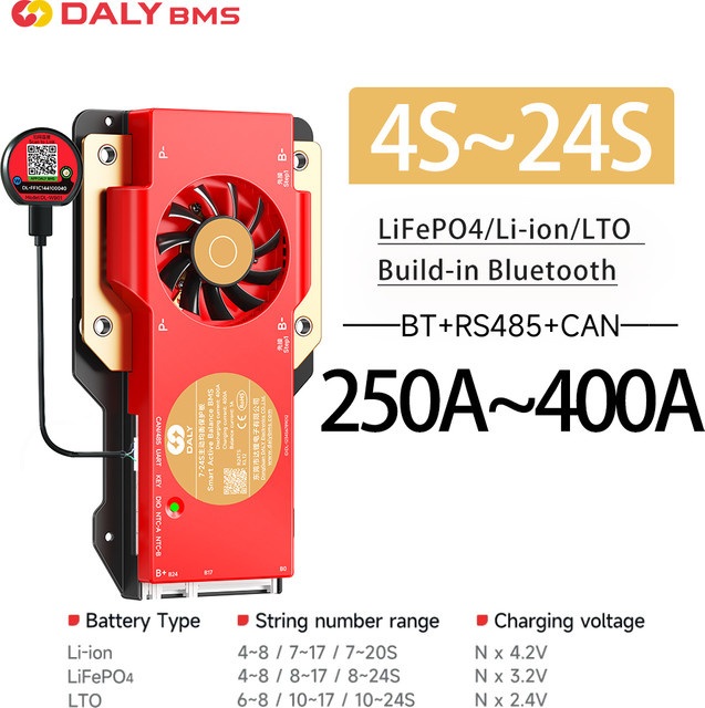 Daly WIFI BMS Aktiver Balancer für LiFePO4 Li-Ion LTO Batterien in Rot - Bild 1