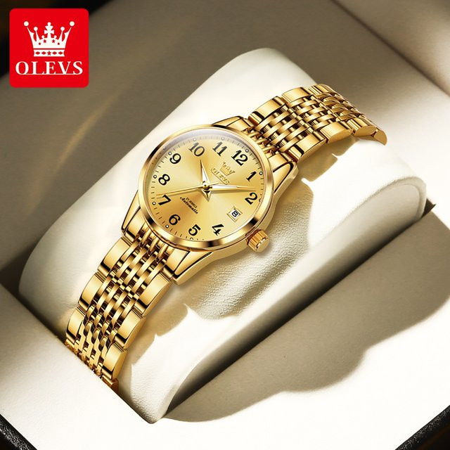OLEVS Armbanduhr, Automatik, Edelstahl, Gold, Damen - Bild 1