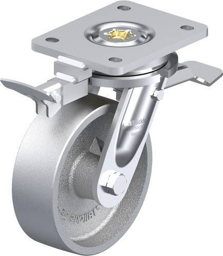 Blickle Lenkrolle LO-G 150G-ST-RI4 mit Feststeller, Farbe Silber, Rad-Durchmesser: 15 cm, Tragfähigkeit: 900 kg - Bild 1