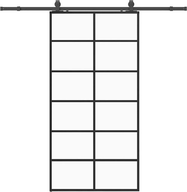 vidaXL Schiebetür aus ESG-Glas in Schwarz mit Beschlag, modern, B: 102 cm, H: 205 cm - Bild 1
