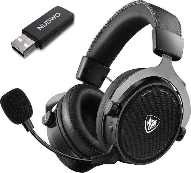 NUBWO G07 Kabelloses Gaming-Headset mit 2,4GHz Ultra-Niedrige Latenz, HIFI Stereo und Geräuschunterdrückendem Mikrofon für PC, PS4 und PS5 in Schwarz-Rot - Bild 1