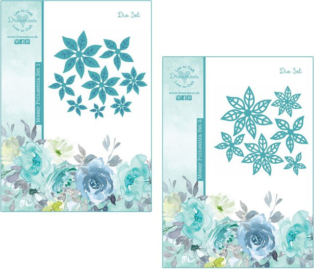 Metall-Stanzformen-Set mit Weihnachtsstern, ovalem Spitzenbogen und Nestenden Bäumen in Türkis für Scrapbooking und DIY-Papierarbeiten - Bild 1