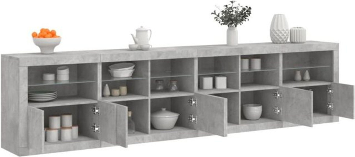 Modernes Sideboard mit LED-Leuchten von VidaXL in Grau, B/T/H: 283 x 37 x 67 cm - Bild 1