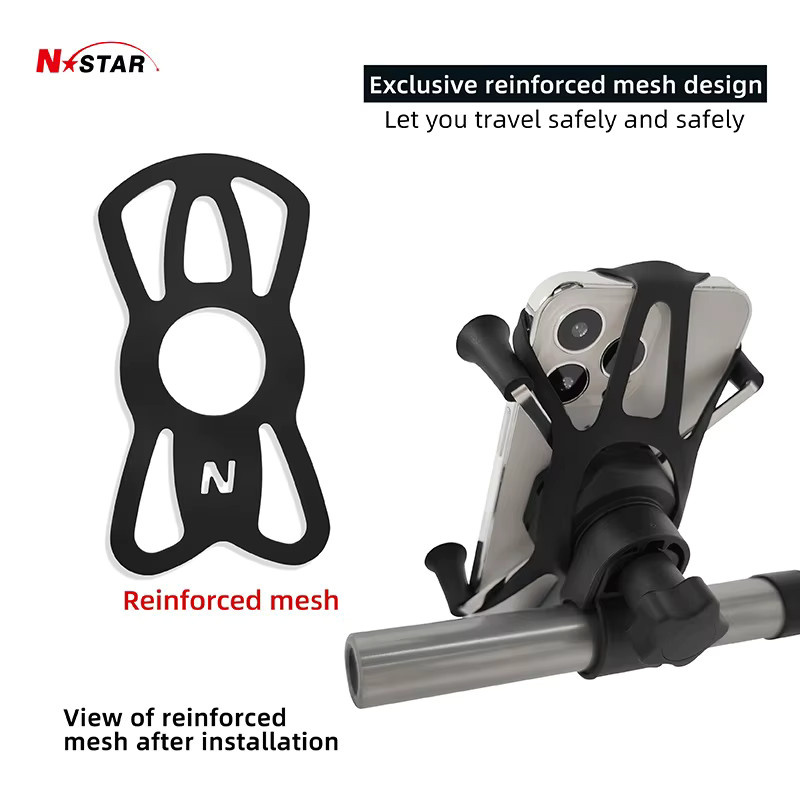 N-Star X-Grip Handyhalterung für Fahrrad und Motorrad in Schwarz mit Tough-Strap und Lenkerbasis für Ram-Halterungen - Bild 4