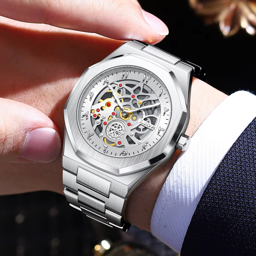 LIGE Armbanduhr, Quarz, Edelstahl, Silber, Herren - Bild 5
