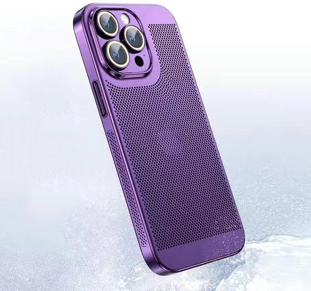 Apple iPhone Schutzhülle aus galvanisiertem Netz für iPhone 14, 13, 12, 11 und 14 Plus in Purple, ultra dünne und atmungsaktive harte Abdeckung zur Wärmeableitung - Bild 1