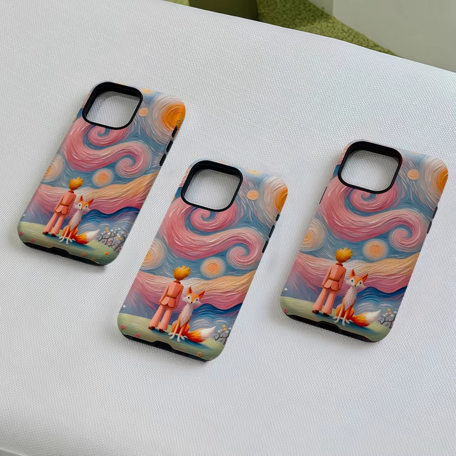 Potdemiel Robuste Doppelschichtige Handyhülle mit Sternennacht-Design für iPhone 17 16 15 14 Pro Max Plus in Rosa und Blau - Bild 4
