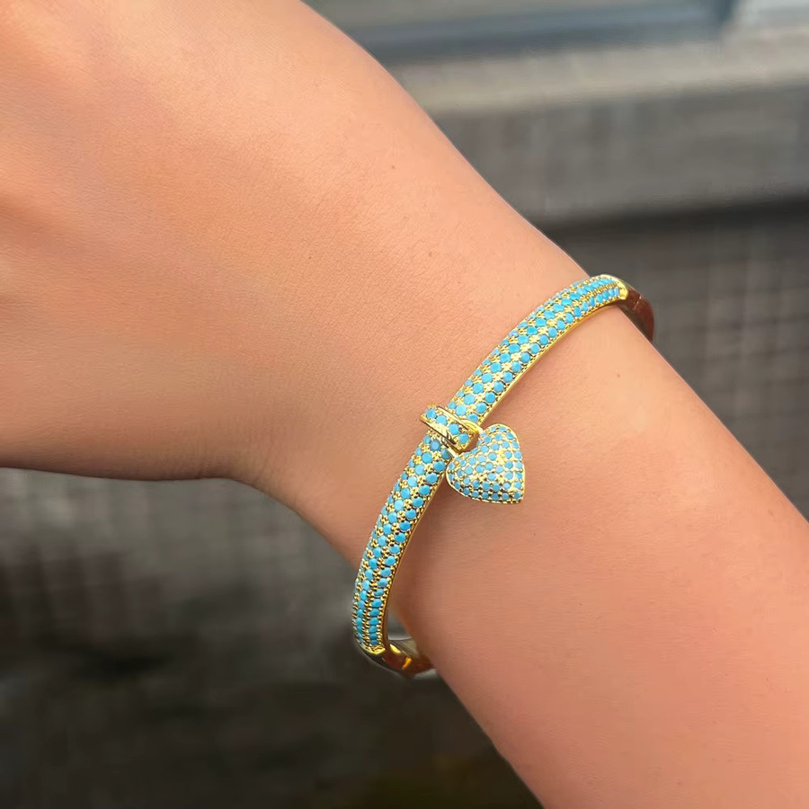 ThreeGraces Jewelry Armreif, Gold, hellblaue Zirkonia, Herz, Damen - Bild 2