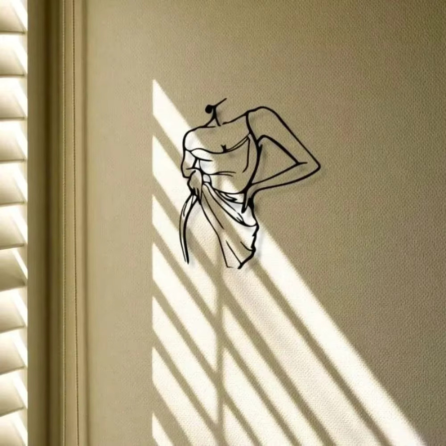 CIFBUY Moderne Metall-Wandkunst Frauensilhouette in Schwarz als abstrakte Eisenskulptur - Bild 4
